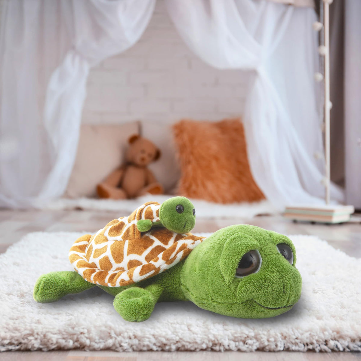 The Petting Zoo sea turtle plush with large eyes for imaginative play.