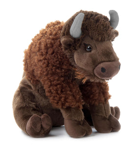 The Petting Zoo Sitting Bison Plush for cozy adventures and cuddles.