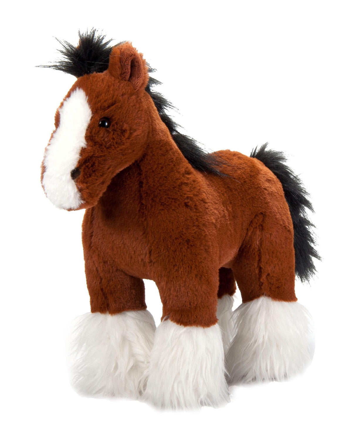 The Petting Zoo standing Clydesdale horse plushie ready for cozy bedtime adventures.