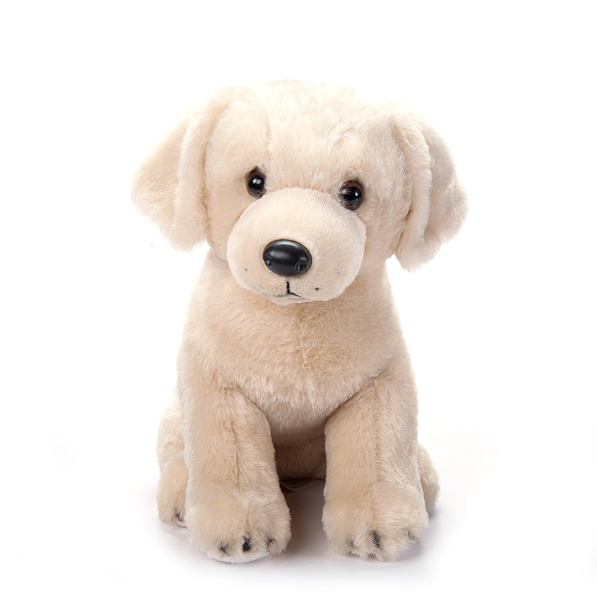 The Petting Zoo Yellow Lab plush toy viewed from front for cuddling during playtime.