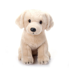 The Petting Zoo Yellow Lab plush toy viewed from front for cuddling during playtime.