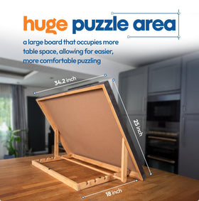 The Puzzled Tree Grippy suede texture keeps pieces in place on a tilt.