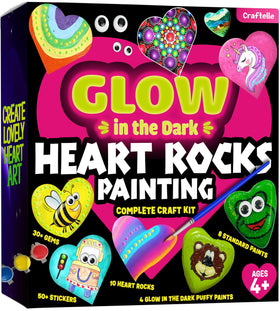 The Scholar Ant Hearts Rocks Kit glow paints illuminate nighttime art sessions.