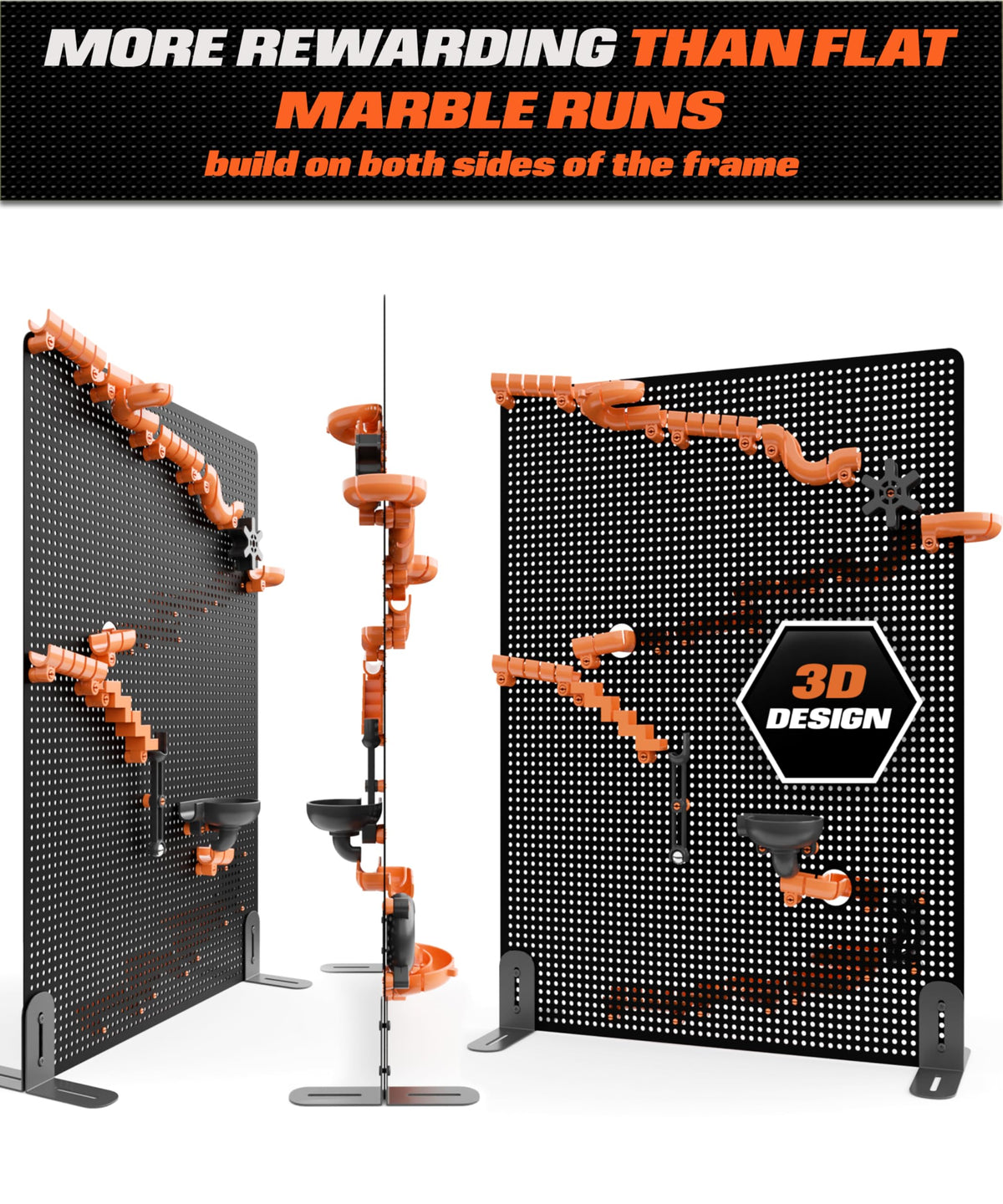 THE SCHOLAR ANT Precision Marble Run side-angle track detail for varied routing options.