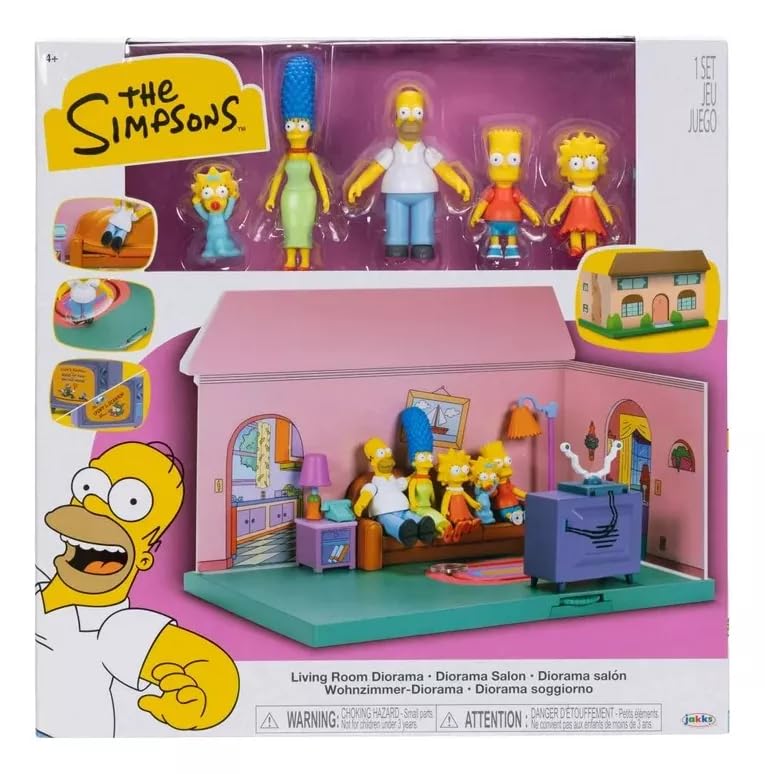 The Simpsons diorama living room playset offers imaginative scenes for kids.