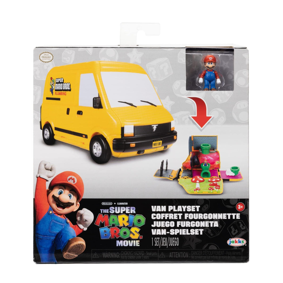 The van transforms from vehicle to playset in seconds for dynamic play.