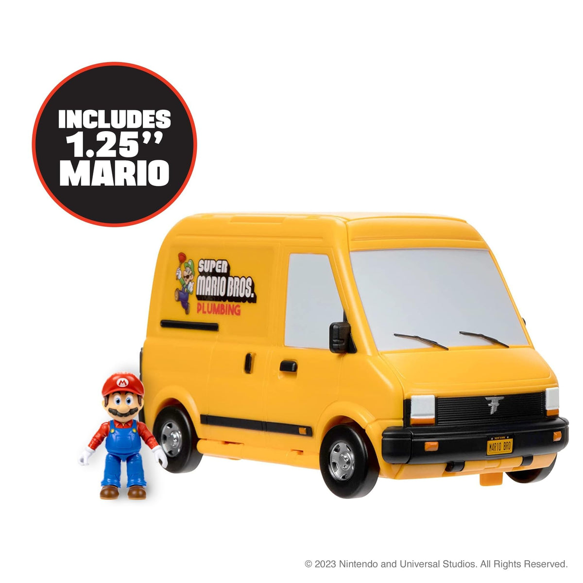 The Super Mario Bros Movie van with rolling wheels enables smooth transitions between play scenes.