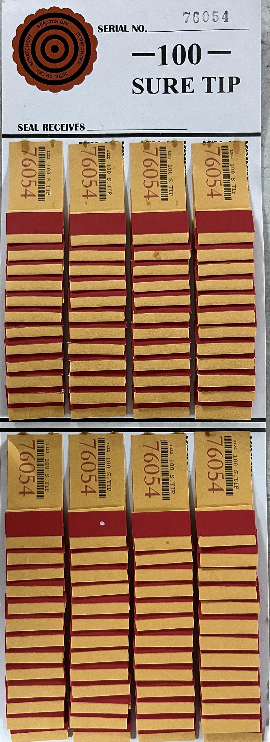 The Ticket Gurus 100 Sure Tip Board with tips 00-99 and scratch reveal for at-home fun