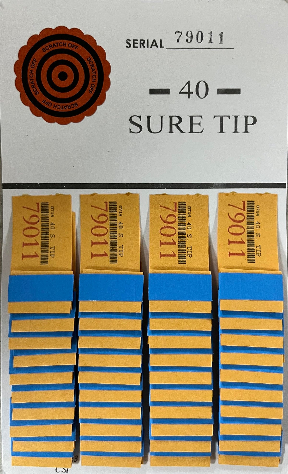 The Ticket Gurus 40 Sure Tip Board with sealed tip reveal for at-home game night