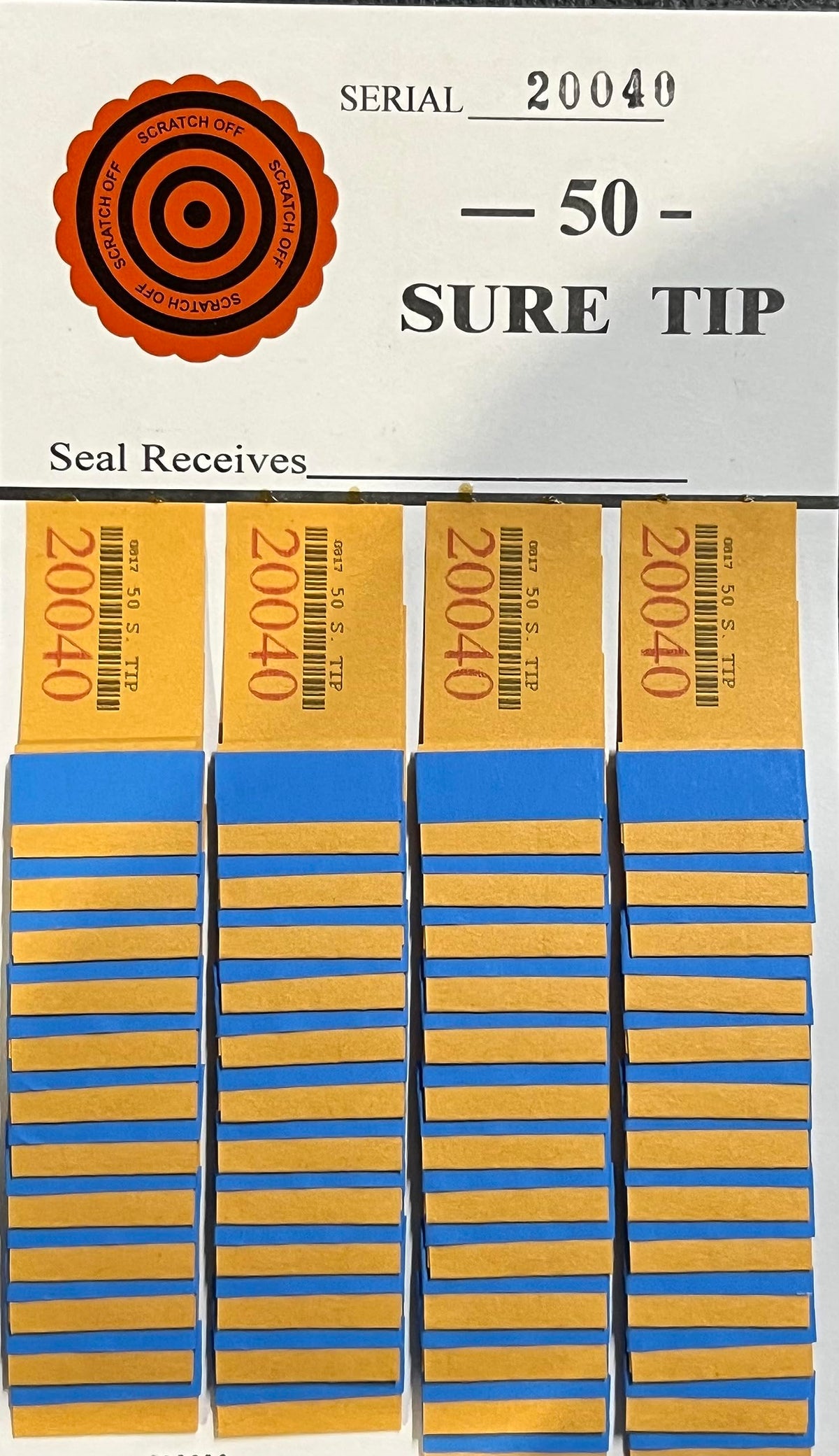 The Ticket Gurus 50 Sure Tip Board with numbered tips 01–50 for easy gameplay at home