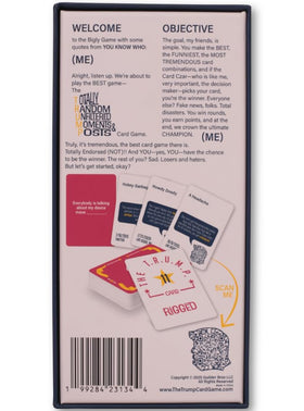 The Trump Card Game QR quotes box enables hearing authentic quotes.
