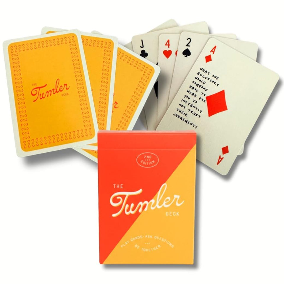 The Tumler Deck full deck on table enables versatile play and conversation
