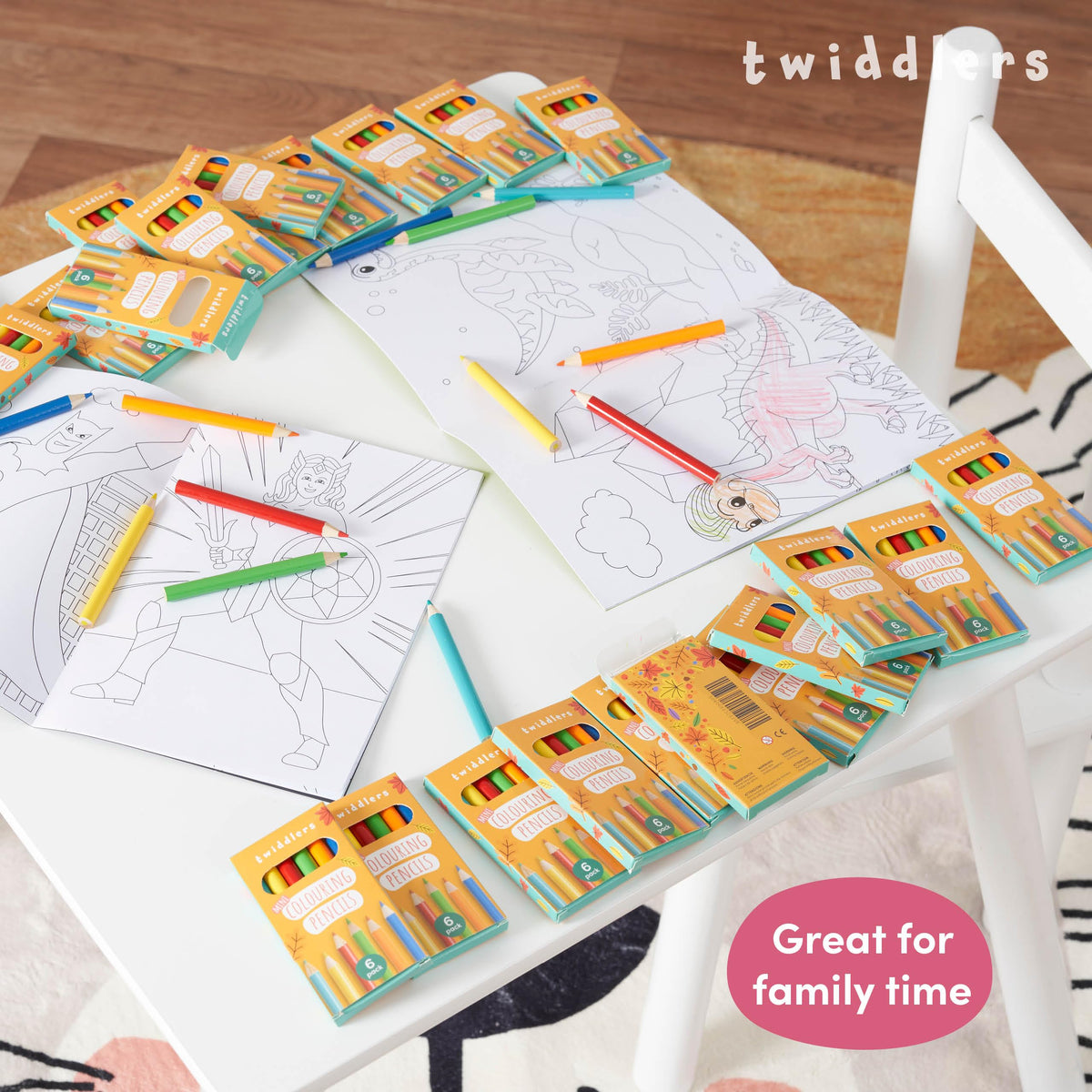 THE TWIDDLERS 3.5-inch pencils fit small hands for easy drawing.