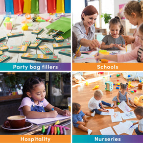 The Twiddlers party-favor packs shown with goody bags for events.