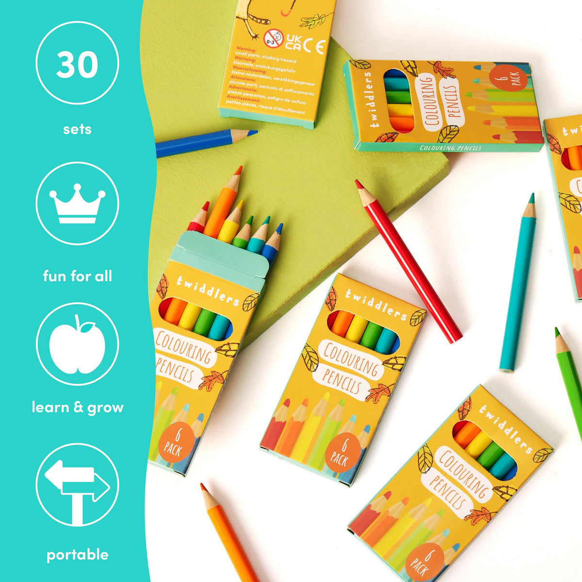 THE TWIDDLERS non-toxic pencils for kids aged 3 and up, with durable color options.