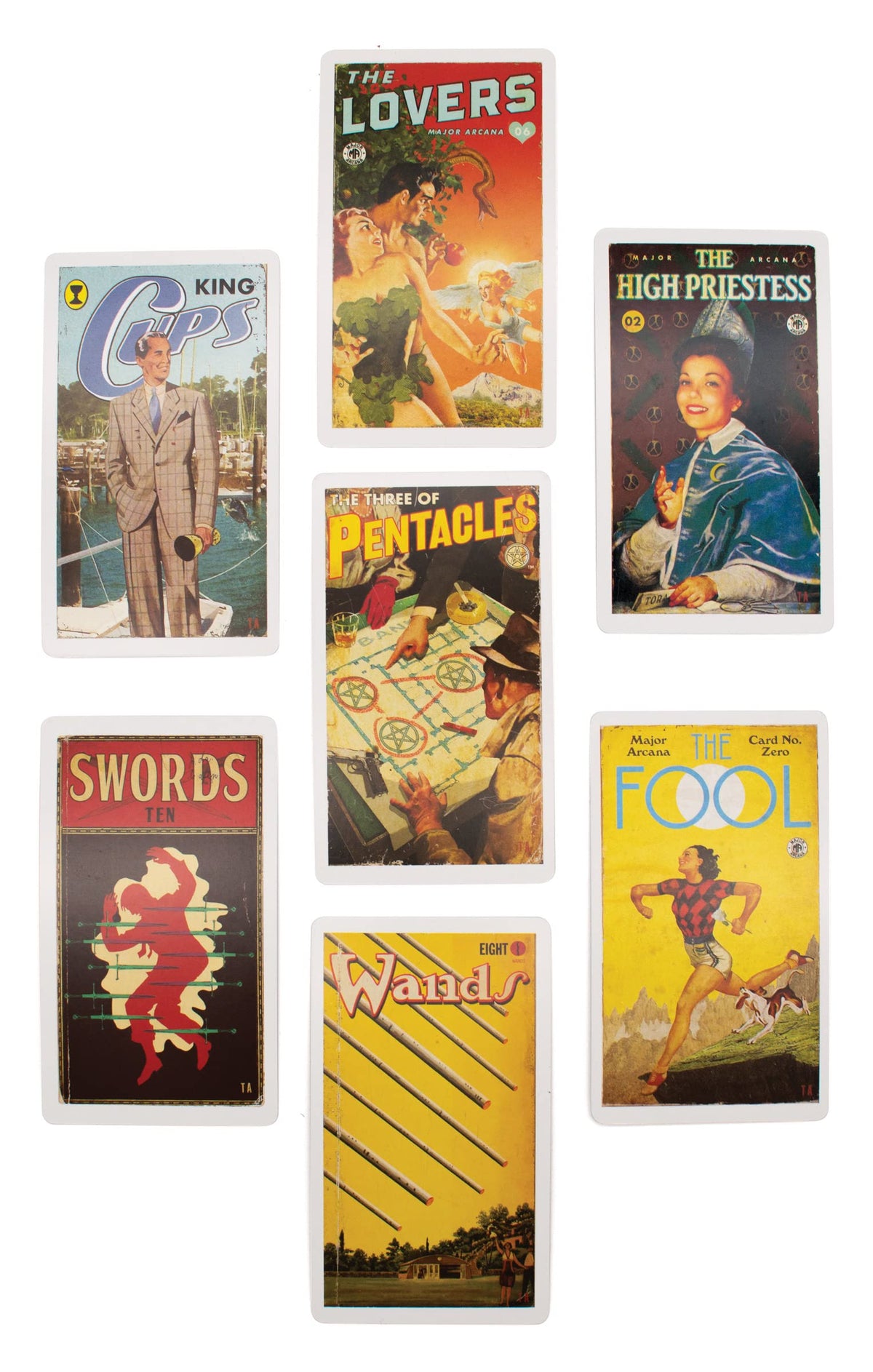 The Unemployed Philosophers Guild Pulp Tarot ribbon pull offers easy card access.