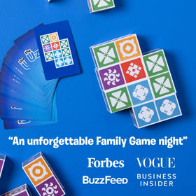 The Uzzle 3.0 puzzle cards in play during a family challenge.