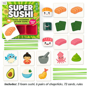 The World Game Super Sushi foam sushi figures add tactile fun.