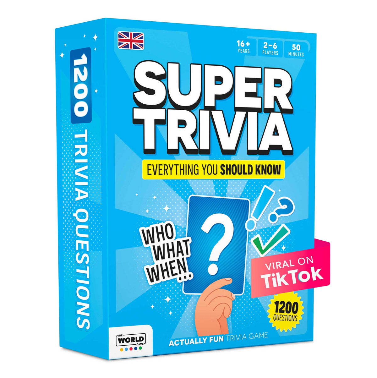 The World Game's Super Trivia game play scene showcases engaging questions for lively group fun.