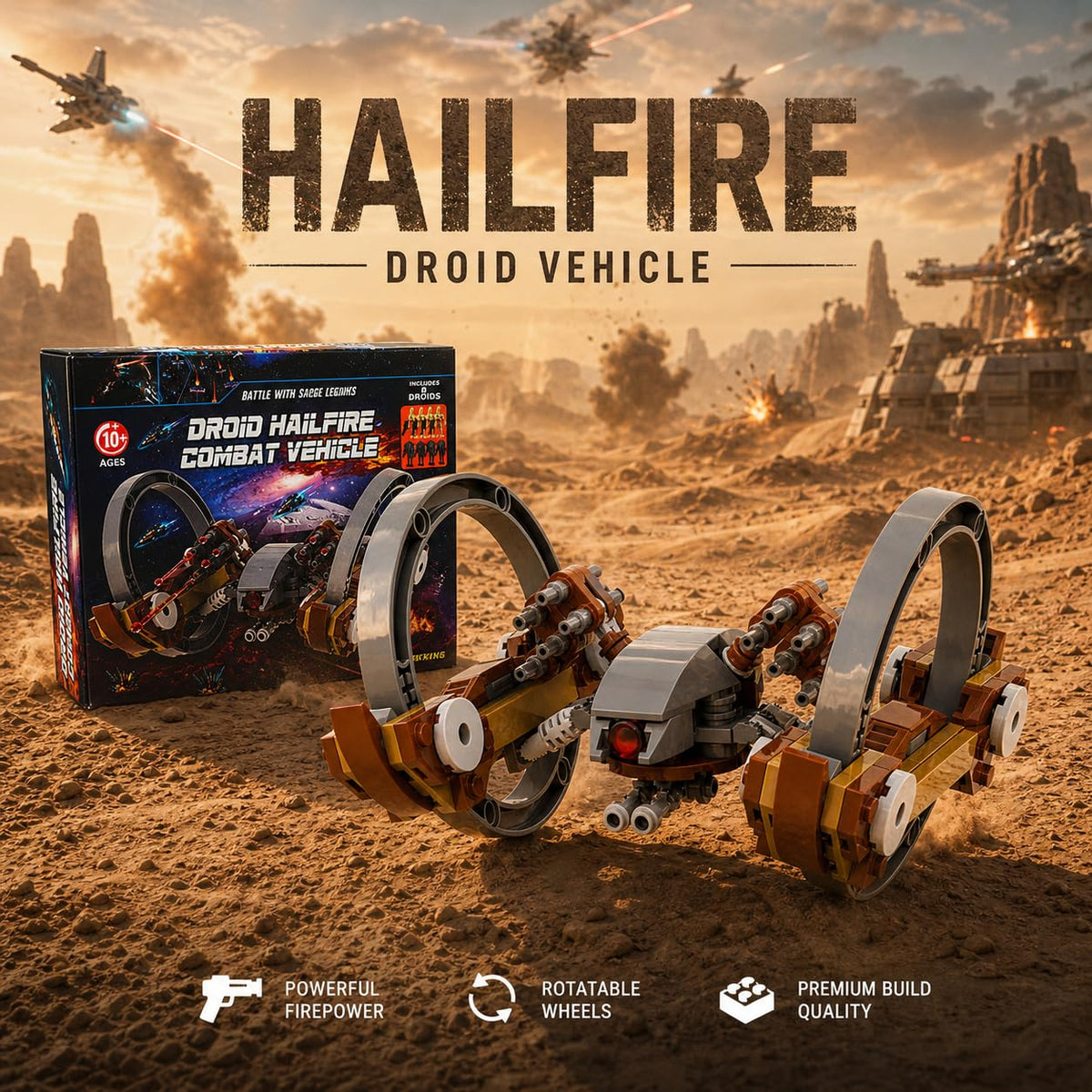 THEBRIXKING set includes four super battle droids for imaginative combat