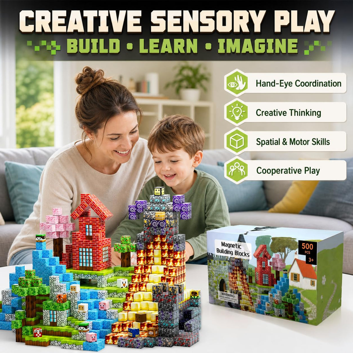 THEBRIXKING magnetic blocks crystal cavern showcasing sparkling tactile connections