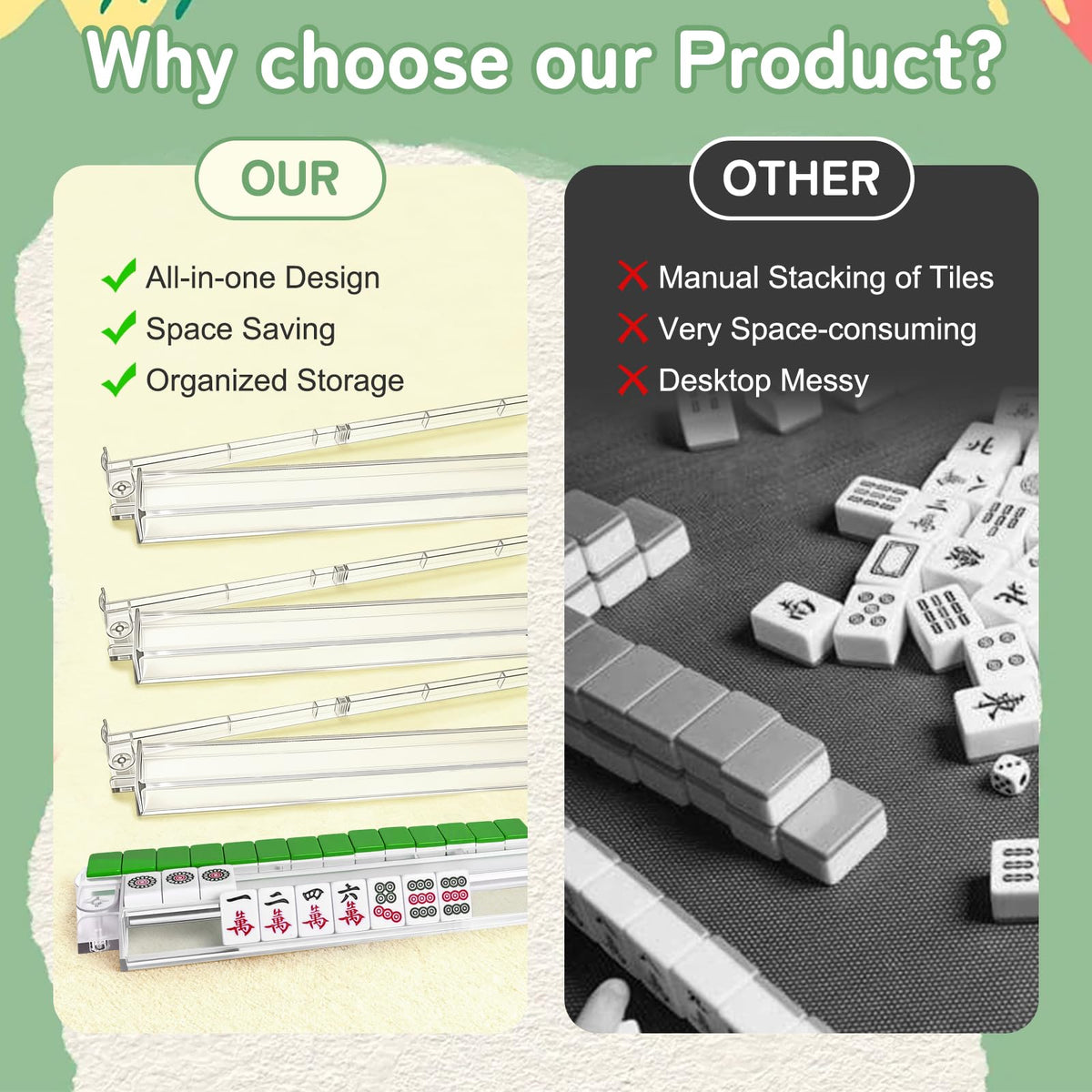 TheClouds American mahjong tile racks fit 1.2 inch tiles securely
