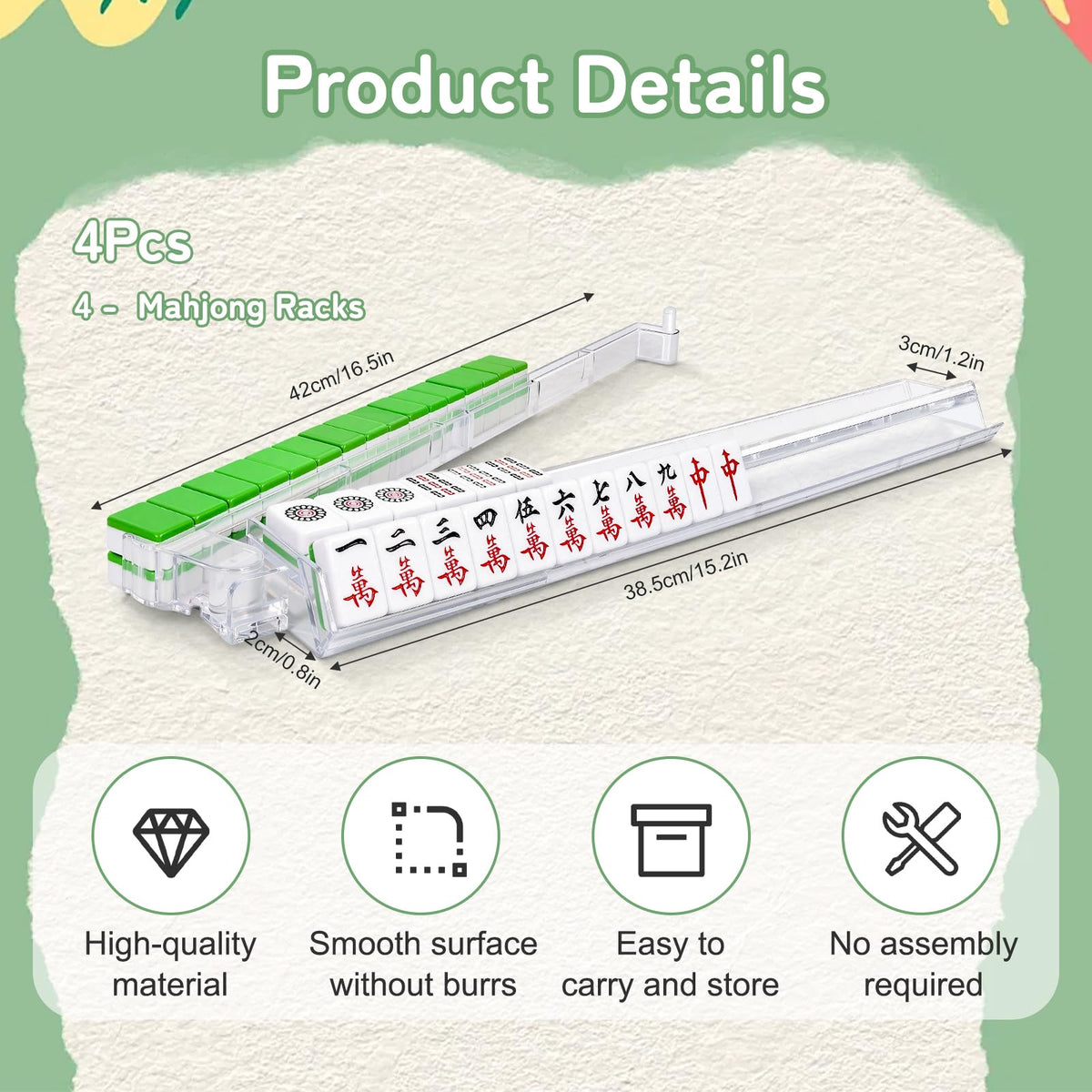 TheClouds clear mahjong rack set arrives assembled for instant use