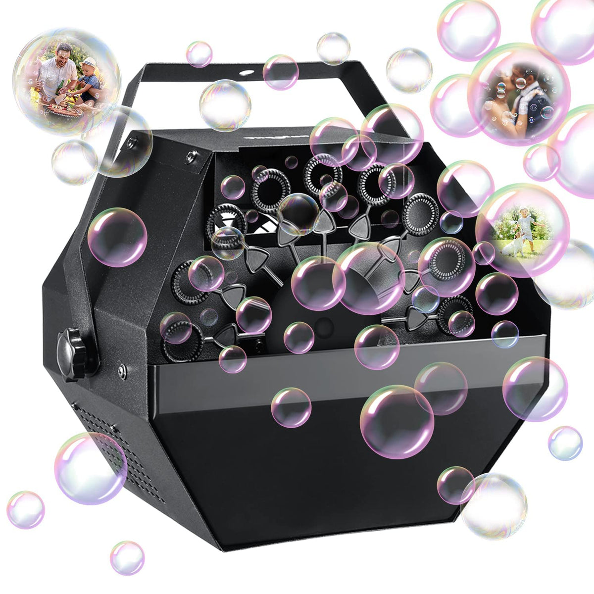 Theefun bubble machine with 750ml tank for continuous bubbles at events