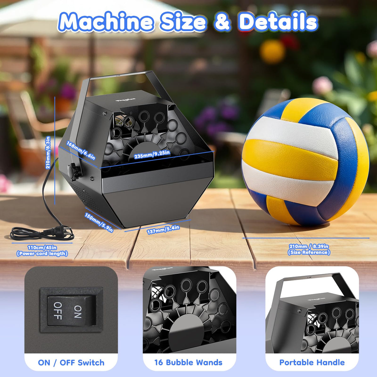 Theefun bubble machine high-velocity fan and rotor for abundant bubbles