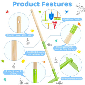 Theefun Kids Garden Tool Set leaf rake supports quick leaves cleanup.