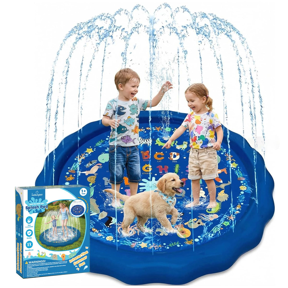 TheKiddoSpace Crazy Daisy Sprinkler splash pad for safe outdoor water play.