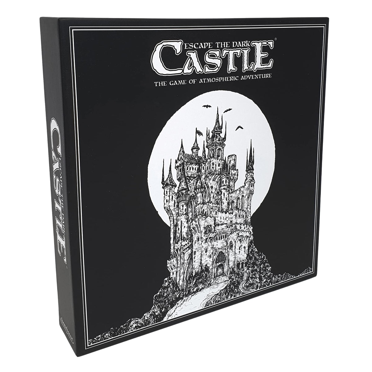 Themeborne Escape The Dark Castle box cover evokes immersive fantasy adventure for 1-4 players.