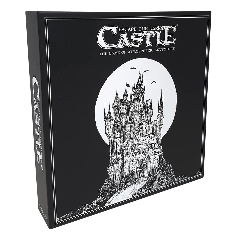 Themeborne Escape The Dark Castle box cover evokes immersive fantasy adventure for 1-4 players.
