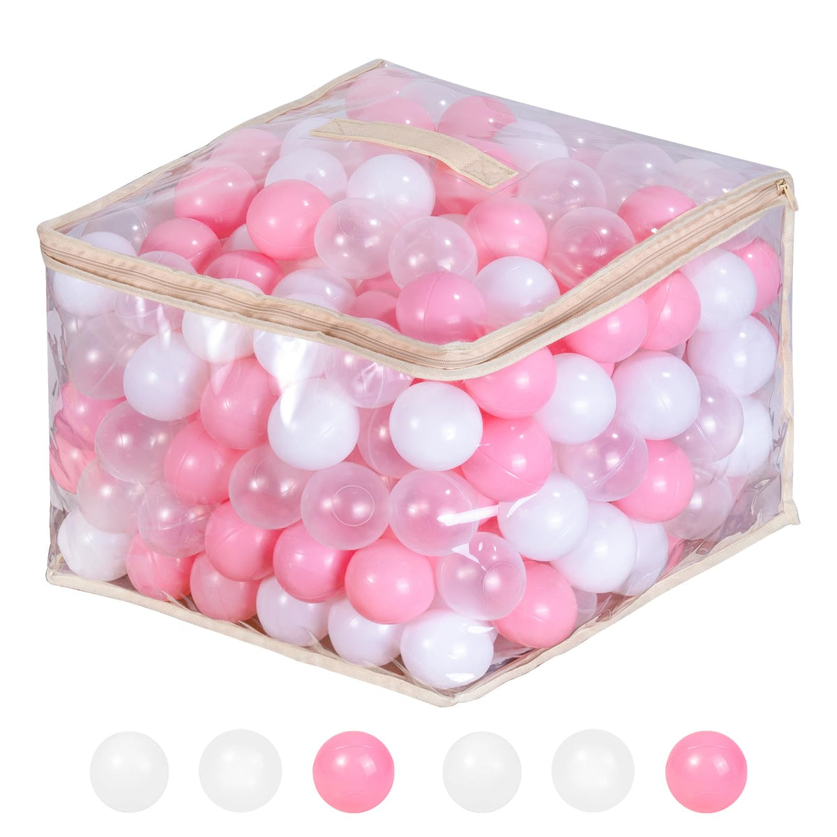 Thenese 2.2 inch ball pit balls close up showing crush proof durability