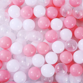 Thenese ball pit balls in white, clear and pink for toddler sensory play