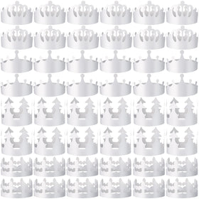Thenshop 120 pcs white DIY crowns pack laid out for party décor and easy customization.