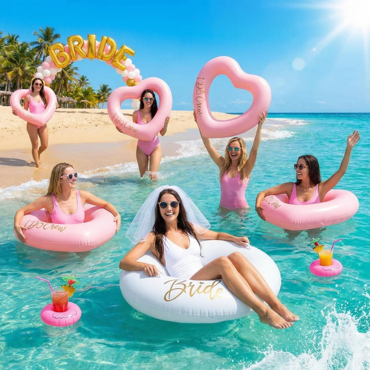 Thenshop pink heart pool float I Do Crew 43-inch lounging
