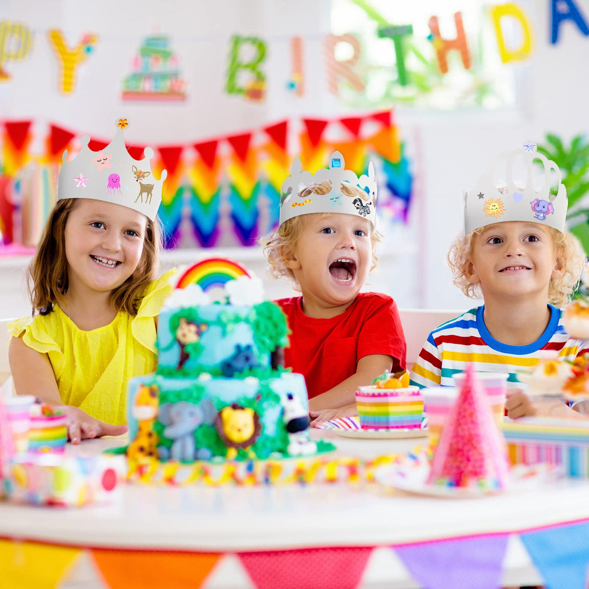 Thenshop four crown styles provide variety for different party themes.