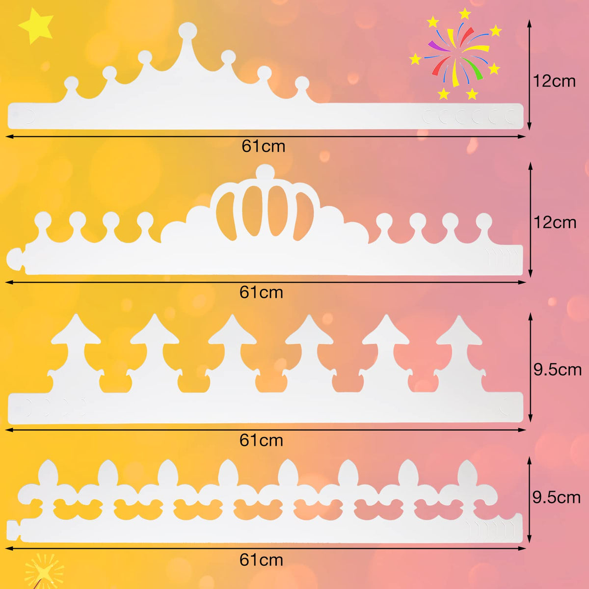 Thenshop white paper crowns on table ready for decorating with stickers and markers.