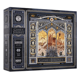 theory11 Game of Thrones puzzle gold foil detail enhances luxe display and tactile enjoyment.