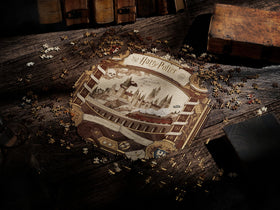 Theory11 Harry Potter puzzle display-worthy design looks striking on shelves.