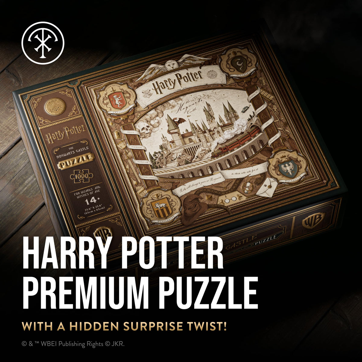 Theory11 Harry Potter puzzle gold foil pieces add premium sparkle during assembly.