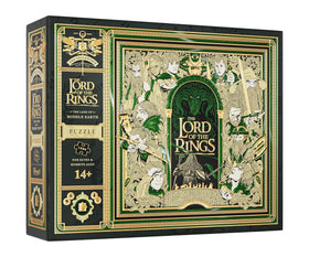 theory11 Lord of the Rings puzzle cover art showcasing iconic Middle-earth scene for display