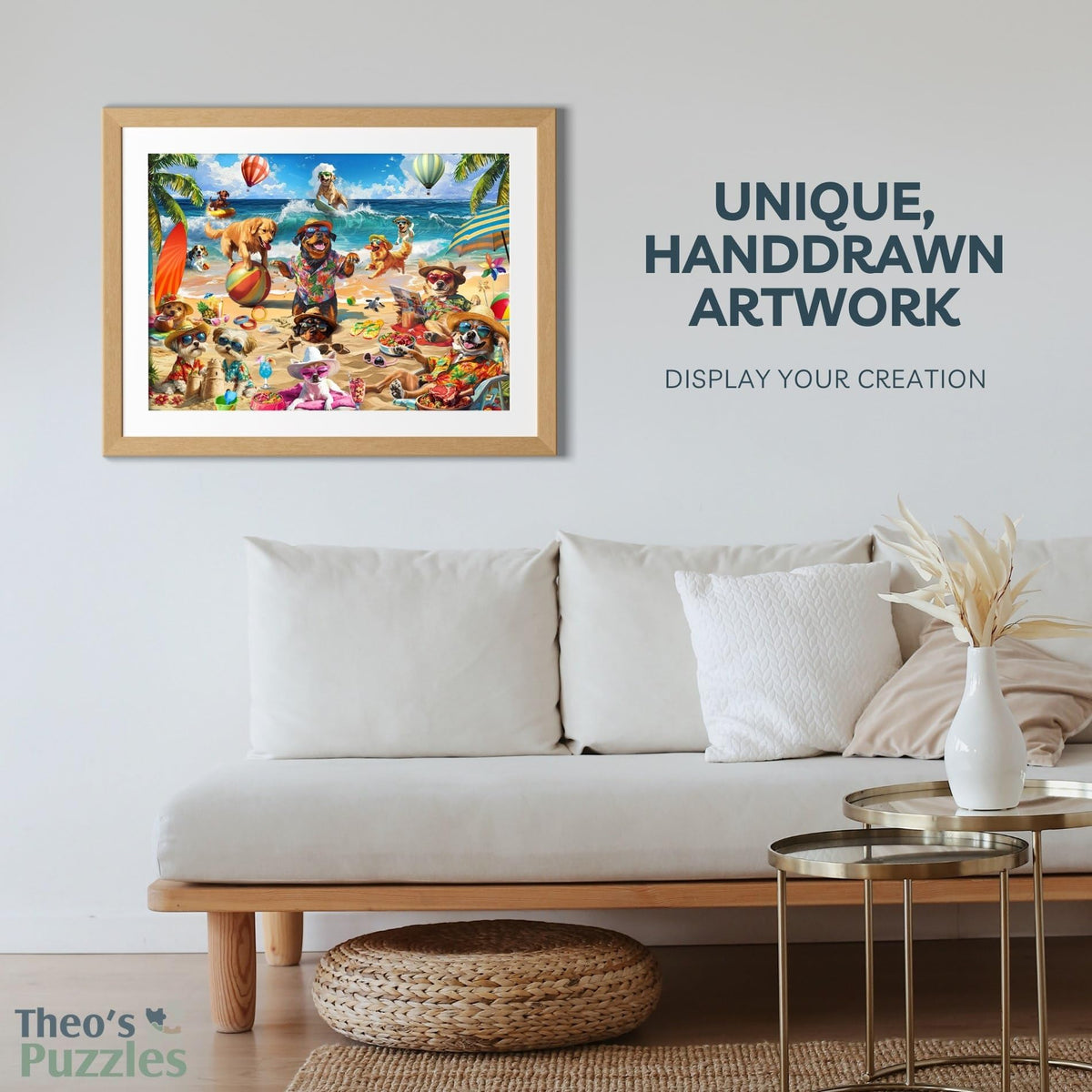 Theo's Puzzles 1000-piece 2mm cardboard image emphasizing durability