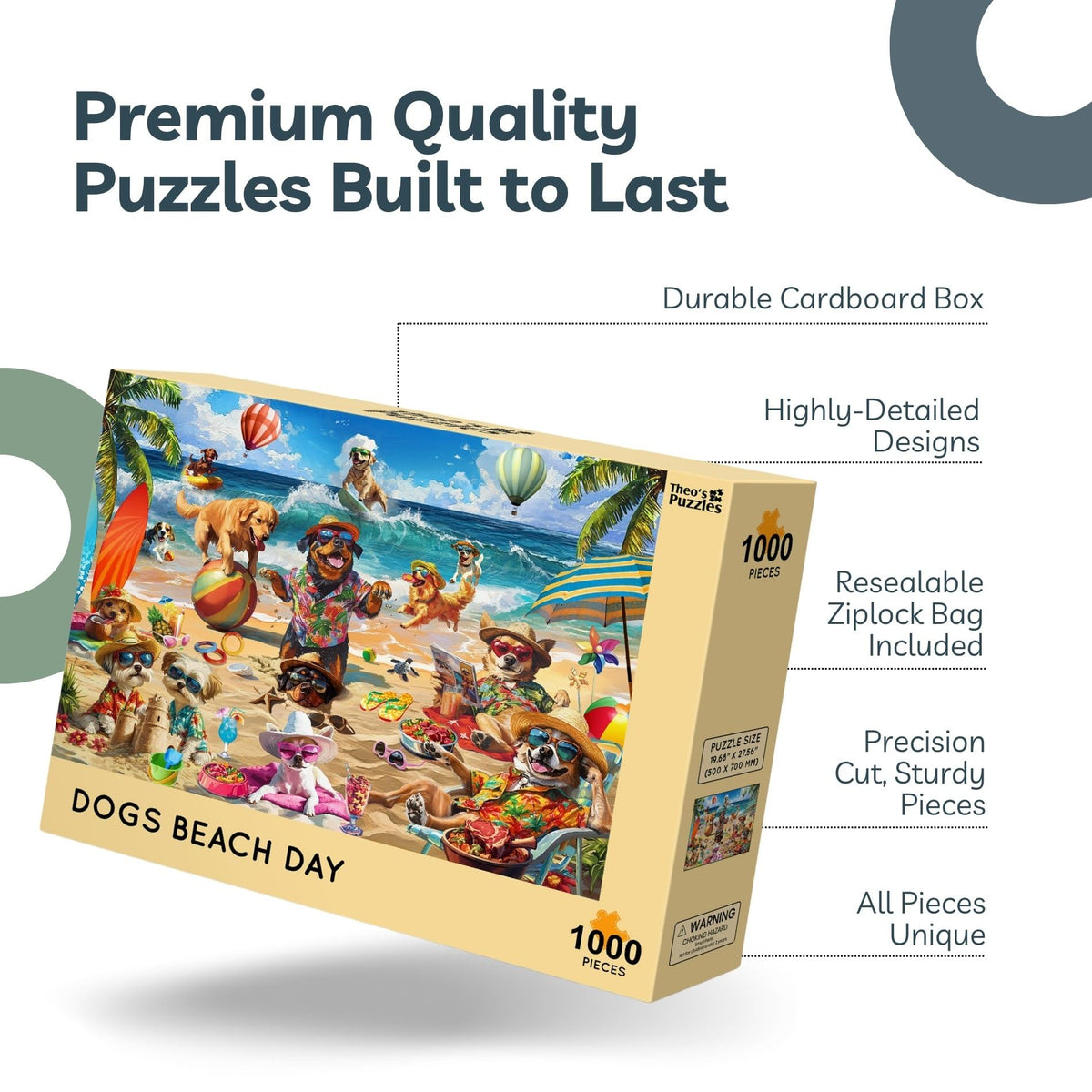 Theo's Puzzles 1000-piece pieces closeup showing precise interlocks and clean cuts