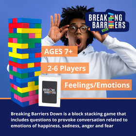 Therapy U Breaking Barriers Down board game play; supports discussions on anger, sadness, fear, and joy.