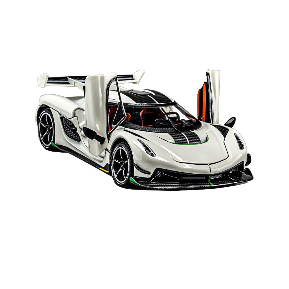 Therina Jesko 1/24 front view shows white alloy finish ideal for display