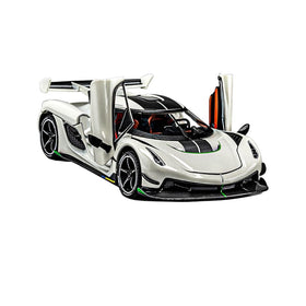 Therina Jesko 1/24 front view shows white alloy finish ideal for display