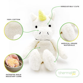 Thermal-Aid Juno Unicorn in microwave-ready design providing gentle warmth.