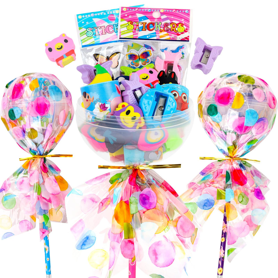 Thesixowls giant lollipop stationery pack showcases colorful shapes for party favors and classroom fun.